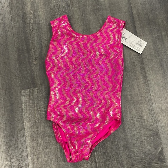 Eurotard Size Large Girls Tank Style STRETCH Leotard NWT Holographic Wave Cherry - Picture 3 of 5